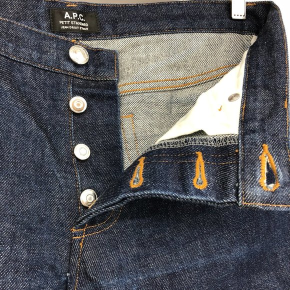 A.P.C. Petit New Standard Unisex fitted jeans button fly in Raw dark Indigo 30 - Picture 14 of 16
